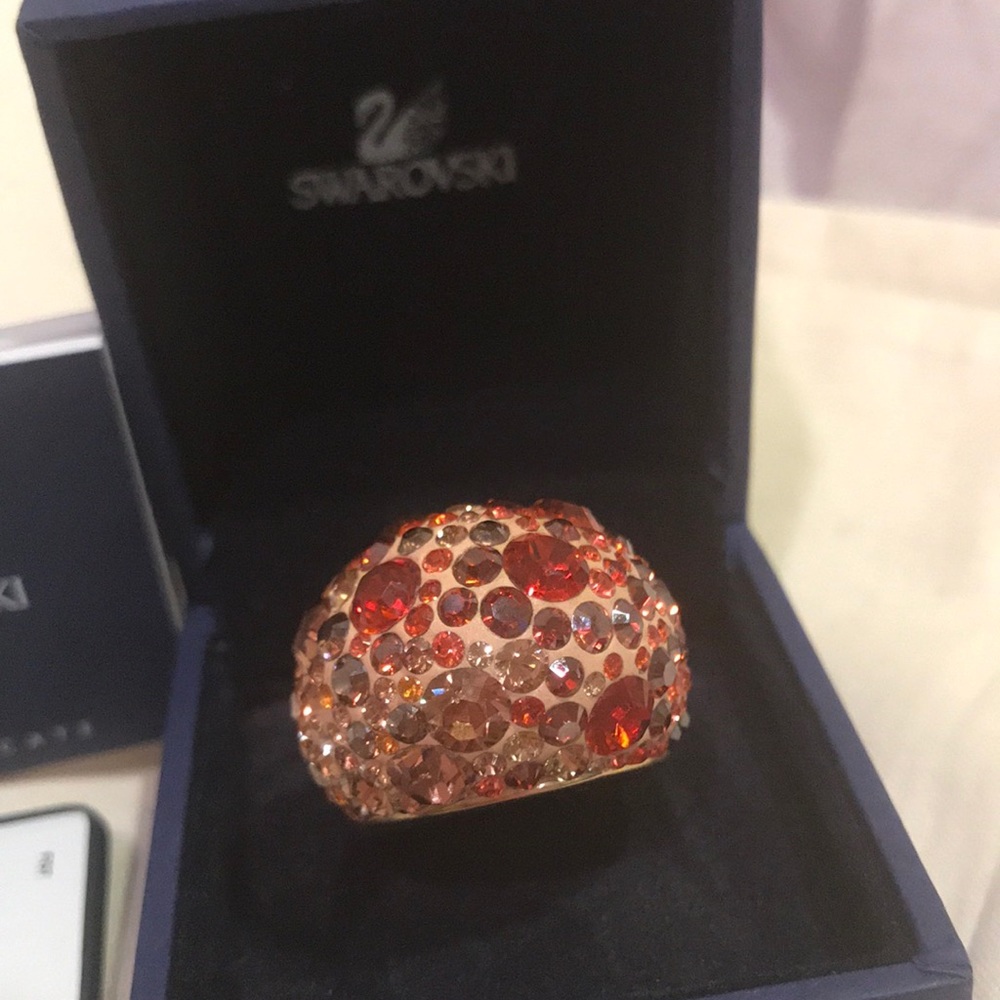 SWAROVSKI Cocktail Crystal Dome Ring Gold Size 55
